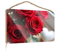 Door Decor Sign A Bouquet of Red Roses Wall Hanging Decor Sayings Fall Front Door Decor(20X30CM)