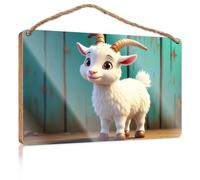 Door Decor Sign A Cute Cartoon Goat with Big Eyes Wall Hanging Decor Sayings Fall Front Door Decor(15X28CM)