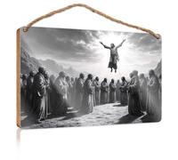 Door Decor Sign Jesus Ascending Into Heaven, Surrounded By Disciples Wooded Sign Teens Stuff Plaque Sign(23X35CM)