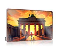 Door Decorations For Bedroom Brandenburg Gate At Sunset: Berlin'S Iconic Landmark Illuminated Tin Sign Funny Man Cave Signs Bar For Man Cave(30X40CM)