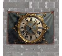 Door Decorations for Bedroom Golden Ornate Clock with Roman Numerals Against Dark Background Tapestry Funny Tapestry Men Decor(100X150CM)