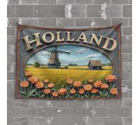 Door Decorations for Bedroom Holland Windmill Amidst Vibrant Flower Fields Tapestry Funny Tapestry Men Decor(100X150CM)