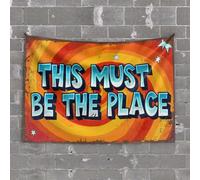 Door Decorations for Bedroom Vibrant Retro Poster: 'This Must Be The Place' Tapestry Backyard Bar Decor Tapestries Room Decor(100X150CM)
