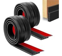 Door Draft Excluder Strip, Self Adhesive Draft Excluder Tape for Noise Proof and Energy Saving, Door Bottom Seal Strip to Prevent Bugs Coming, 78" Length x 2" Width(2M Black)
