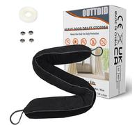 Door Draft Stopper 93cm Width, Weighted Under Door Noise Blocker, Heavy Duty Stop Dust Block Noise Draught Excluder for Bottom of Door With Hook and Loop, Door Guard Saving Energy - Black