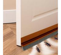 Door Draft Stopper Bottom Seal - 39” Rubber Blocker with Brush Reduce Noise Under Exterior Door Sweep Breeze Sound Proof Winter Cold Proof (Brown)
