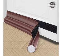 Door Draught Excluder, 96cm Self-Adhesive Draught Excluder for Bottom of Door, Anti-Cold Removable Door Weather Stripping with Scraper for Against Air Currents, Insects, Noise (BROWN, 96CM)