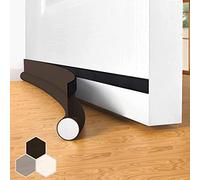 Door Draught Excluder Door Draft Stopper Bottom One Sided Door Draft Blockers,37" Cutable Under Door Draft Blocker Insulator Door Sweep Weather Stripping Soundproof for Interior/Exterior Doors,Brown