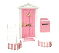Door Fairy Garden Miniature Scenes Kit, 1:12 Wooden Door, Includes Carpet Teeth with Ladder, Vibrant Colours and No Deformation Design, Perfect Outdoor Indoor Body for Childre