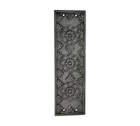 Door Finger Plate, Antique Iron Cast Iron Push Plate with Ornate Embossed Floral Decoration, Decorative Door Hardware for Traditional, Vintage & Classic Interior Doors, Home, Hotel & Office