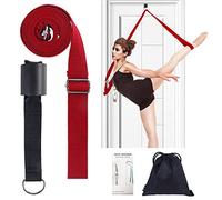 Door Flexibility & Yoga Stretching Leg Strap, 11 Loops Hamstring Stretcher Belt Resistance Exercise Band, Foot Back Stretch Assist Great for Ballet Cheer Dance Gym Pilates Physical Therapy (red)