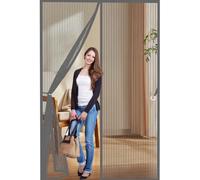 Door Fly Screen 100 x 243 cm Powerful Magnets and Full Frame Magic Tape, No Drill Installation Heavy Duty Mesh Bug Curtain Hundreds of Sizes, Lets Fresh Air in, Grey