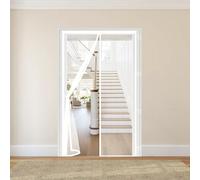Door Fly Screen 101 x 244 cm Powerful Magnets and Magic Tape, No Drill Installation, Automatically Closes Keeps Bugs Out Magnetic Screenfly Doors for Sliding Door, White
