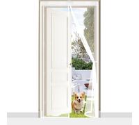 Door Fly Screen 101 x 260 cm Automatically Closes Keeps Bugs Out, Powerful Magnets and Magic Tape, No Drill Installation, Patio Insect Door Screen Pet & Kid Friendly, White