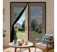 Door Fly Screen 102 x 173 cm Powerful Magnets, Keep Bugs Out, Automatically Closes, No Drill Installation, Magnetic Screen Door Curtain Kid and Pet Friendly, Black