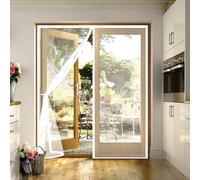 Door Fly Screen 105 x 195 cm with Reinforced Magnetic Strips Auto-Close, No Tools Installation, Keep Insects, Resistente Screen Doors with Magnets Pet & Kid Friendly, White