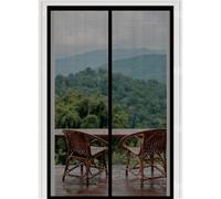 Door Fly Screen 105 x 220 cm with Powerful Magnets Automatically Closes and Magic Tape, Install Without, Keep Bugs Out, Tearing Mosquito Door Net for Balcony, Black