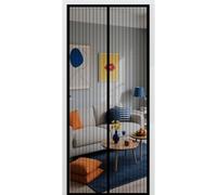 Door Fly Screen 105 x 270 cm Magnetic Fly Screen Door Curtain with Powerful Magnets and Full Frame Hook&Loop, No Gap, Keep Bugs Out Lets Fresh Air in, Kid and Pet Friendly, Black