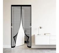 Door Fly Screen 106 x 160 cm No-Drill Easy Installation Automatically Closes Powerful Magnets Mesh Door Curtain for Bedroom Pet Friendly Living Room, Black