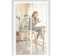 Door Fly Screen 106 x 209 cm with Powerful Magnets Automatically Closes and Magic Tape, Install Without, Keep Bugs Out, Magnetic Screen Door Curtain for Balcony, White