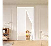 Door Fly Screen 108 x 238 cm with Reinforced Magnetic Strips Auto-Close, No Tools Installation, Keep Insects, Resistente Magnetic Screen Door Curtain for Bedroom, White