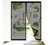 Door Fly Screen 110 x 130 cm Frame Hook & Loop Keep Bugs Out Lets Fresh Air in No Gap Flyscreen French Doors for Bedroom Pet Friendly Living Room, Black
