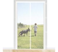 Door Fly Screen 110 x 159 cm Powerful Magnets and Magic Tape, No Drill Installation, Automatically Closes Keeps Bugs Out Screen Doors with Magnets for Sliding Door, White
