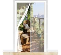 Door Fly Screen 110 x 159 cm Powerful Magnets and Magic Tape, No Drill Installation, Automatically Closes Keeps Bugs Out Patio Insect Door Screen Pet & Kid Friendly, White