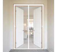 Door Fly Screen 110 x 160 cm Heavy Duty Hands-Free Fly Screen with Powerful Magnets and Full Frame Hook&Loop, No Gap, Keep Bugs Out Lets Fresh Air in, Kid and Pet Friendly, White