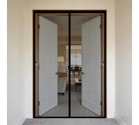 Door Fly Screen 110 x 160 cm Heavy Duty Hands-Free Fly Screen with Powerful Magnets and Full Frame Hook&Loop, No Gap, Keep Bugs Out Lets Fresh Air in, Kid and Pet Friendly, Black