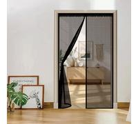 Door Fly Screen 110 x 244 cm, Automatically Closes, Keep Insects, with Strong Magnets and Magic Band, Without Drilling, Magnetic Door Screen Fly Bug for Sliding, Black