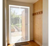 Door Fly Screen 111 x 220 cm Magnetic Fly Screen for Doors with Powerful Magnets and Full Frame Hook&Loop, No Gap, Keep Bugs Out Lets Fresh Air in, Kid and Pet Friendly, White