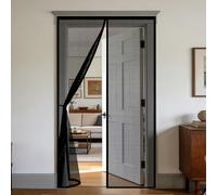 Door Fly Screen 111 x 300 cm Magnetic Insect Door Screen with Powerful Magnets and Full Frame Hook&Loop, No Gap, Keep Bugs Out Lets Fresh Air in, Kid and Pet Friendly, Black