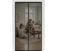 Door Fly Screen 112 x 155 cm Automatically Closes Keeps Bugs Out, Powerful Magnets and Magic Tape, No Drill Installation, Door Curtains to Stop Flies Pet & Kid Friendly, Black