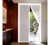 Door Fly Screen 115 x 295 cm Magnetic Flying Insect Door with Powerful Magnets and Full Frame Hook&Loop, No Gap, Keep Bugs Out Lets Fresh Air in, Kid and Pet Friendly, White