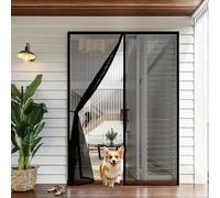Door Fly Screen 118 x 175 cm Powerful Magnets, Keep Bugs Out, Automatically Closes, No Drill Installation, Screen Doors with Magnets Kid and Pet Friendly, Black