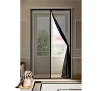 Door Fly Screen 120 x 254 cm Powerful Magnets and Magic Tape, No Drill Installation, Automatically Closes Keeps Bugs Out Door Curtains to Stop Flies Pet & Kid Friendly, Black