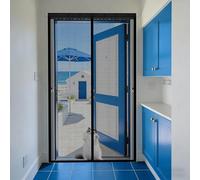 Door Fly Screen 135 x 200 cm Magnetic Fly Screen Curtain with Powerful Magnets and Full Frame Hook&Loop, No Gap, Keep Bugs Out Lets Fresh Air in, Kid and Pet Friendly, Black