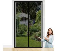Door Fly Screen 135 x 250 cm with Reinforced Magnetic Strips Auto-Close, No Tools Installation, Keep Insects, Resistente Patio Insect Door Screen Pet & Kid Friendly, Black