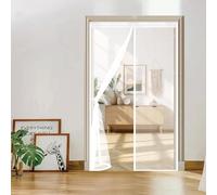 Door Fly Screen 137 x 228 cm, Automatically Closes, Keep Insects, with Strong Magnets and Magic Band, Without Drilling, Magnetic Door Screen Fly Bug for Sliding, White