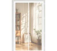 Door Fly Screen 145 x 225 cm Powerful Magnets and Magic Tape, No Drill Installation, Automatically Closes Keeps Bugs Out Magnetic Fly Screen Door Curtain for Sliding, White