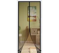 Door Fly Screen 145 x 242 cm Heavy Duty Mesh Bug Curtain with Powerful Magnets and Full Frame Hook&Loop, No Gap, Keep Bugs Out Lets Fresh Air in, Kid and Pet Friendly, Black