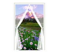 Door Fly Screen 145 x 310 cm Keep Bugs Out, Full Frame Magic Tape, Powerful Magnets, Self Sealing, No Drill Installation, Magnetic Door Fly Screen for Balcony Bedroom Doors, White