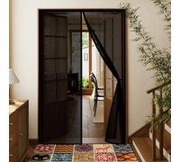 Door Fly Screen 150 x 237 cm Powerful Magnets and Magic Tape, No Drill Installation, Automatically Closes Keeps Bugs Out Anti Mosquito Mesh Curtain for Sliding Door, Black