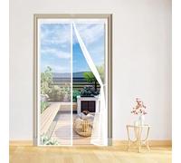 Door Fly Screen 155 x 225 cm, Automatically Closes, Keep Insects, with Strong Magnets and Magic Band, Without Drilling, Magnetic Door Screen Fly Bug Pet & Kid Friendly, White