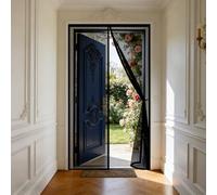 Door Fly Screen 155 x 60 cm Magnetic Fly Screen Curtain with Powerful Magnets and Full Frame Hook&Loop, No Gap, Keep Bugs Out Lets Fresh Air in, Kid and Pet Friendly, Black