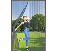 Door Fly Screen 160x225cm(WidthxHigh) Powerful Magnets and Full Frame Magic Tape, No Drill Installation Magnetic Fly Screen Door Curtain Lets Fresh Air in, Hundreds of Sizes, Grey