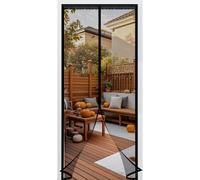 Door Fly Screen 165 x 255 cm Heavy Duty Fly Door Screen Mesh with Powerful Magnets and Full Frame Hook&Loop, No Gap, Keep Bugs Out Lets Fresh Air in, Kid and Pet Friendly, Black