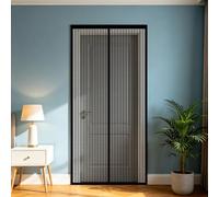 Door Fly Screen 165 x 255 cm Heavy Duty Hands-Free Fly Screen with Powerful Magnets and Full Frame Hook&Loop, No Gap, Keep Bugs Out Lets Fresh Air in, Kid and Pet Friendly, Black