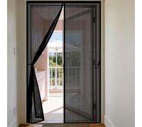 Door Fly Screen 165 x 255 cm Magnetic Insect Door Screen with Powerful Magnets and Full Frame Hook&Loop, No Gap, Keep Bugs Out Lets Fresh Air in, Kid and Pet Friendly, Black